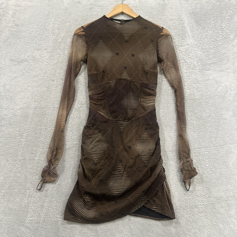 NWT MISBEHAVE Argyle Lace Mini Dress Sz S Brown Corset Goth Boho Designer